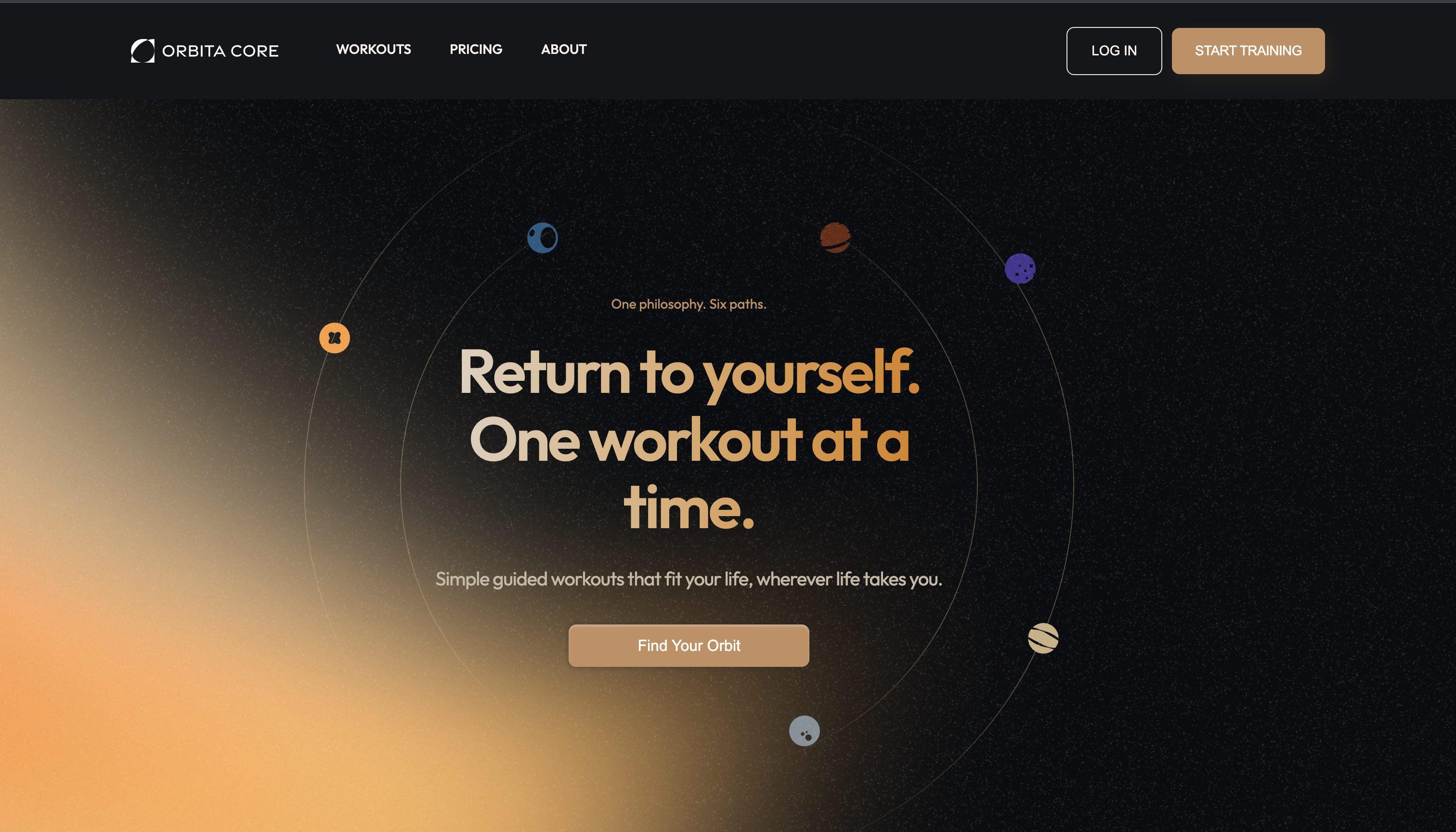 Orbita Core website homepage